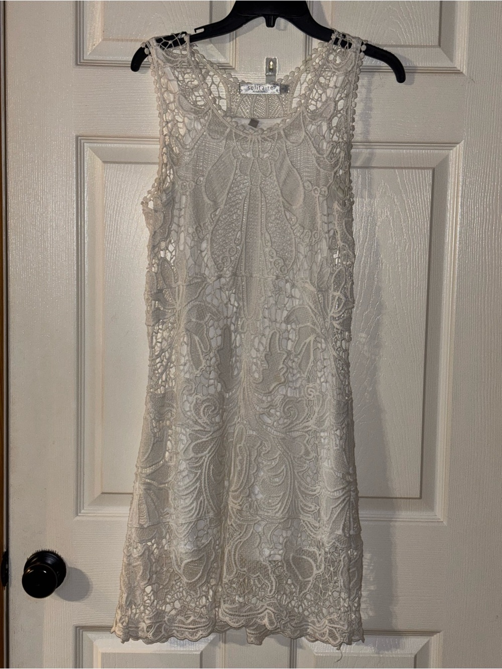 Solitaire Cream Crochet Lace Mini Dress